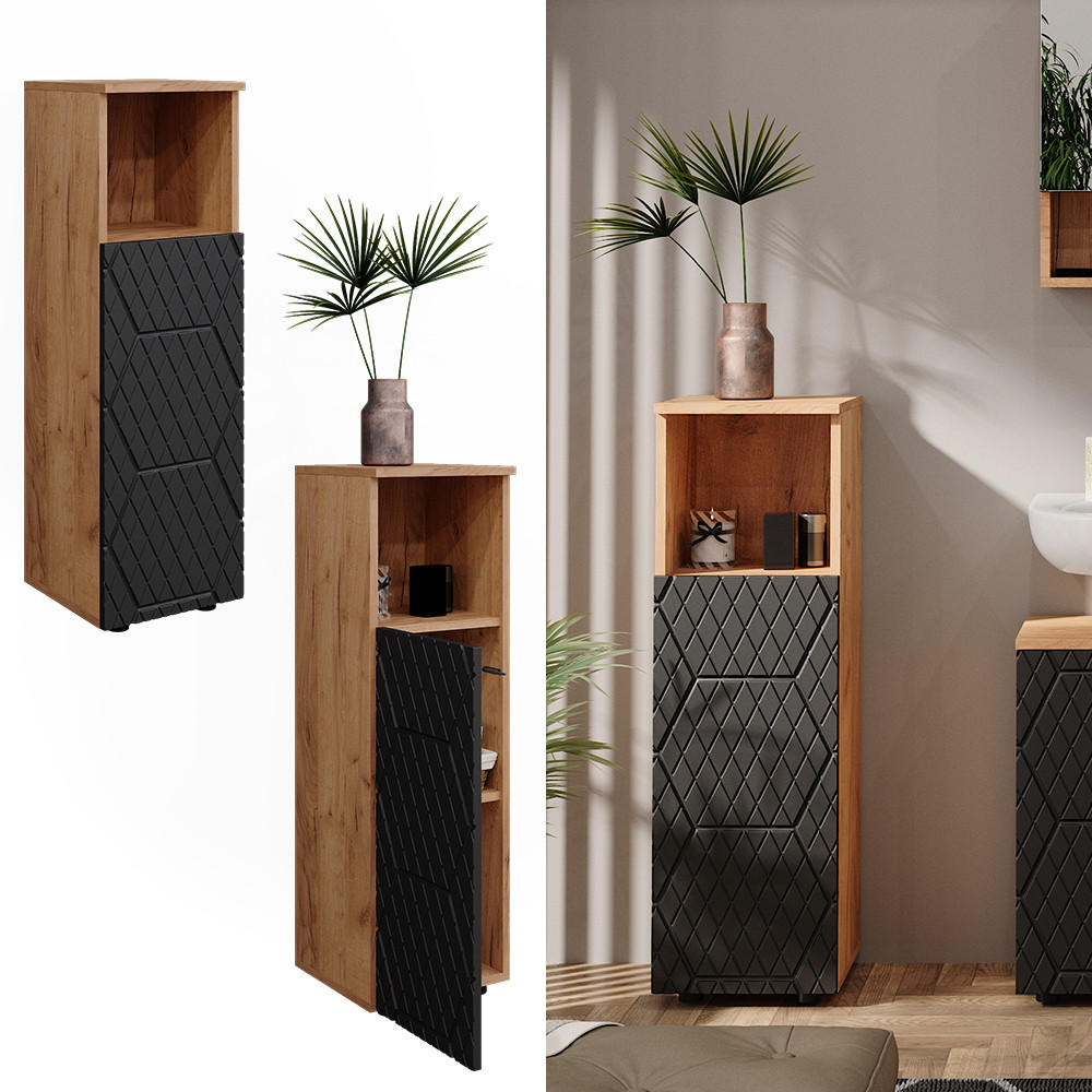 MIDISCHRANK Irma Anthrazit gestreift 30 x 95 cm - Anthrazit/Eiche Wotan, Holzwerkstoff (30/95/30cm) - Vicco