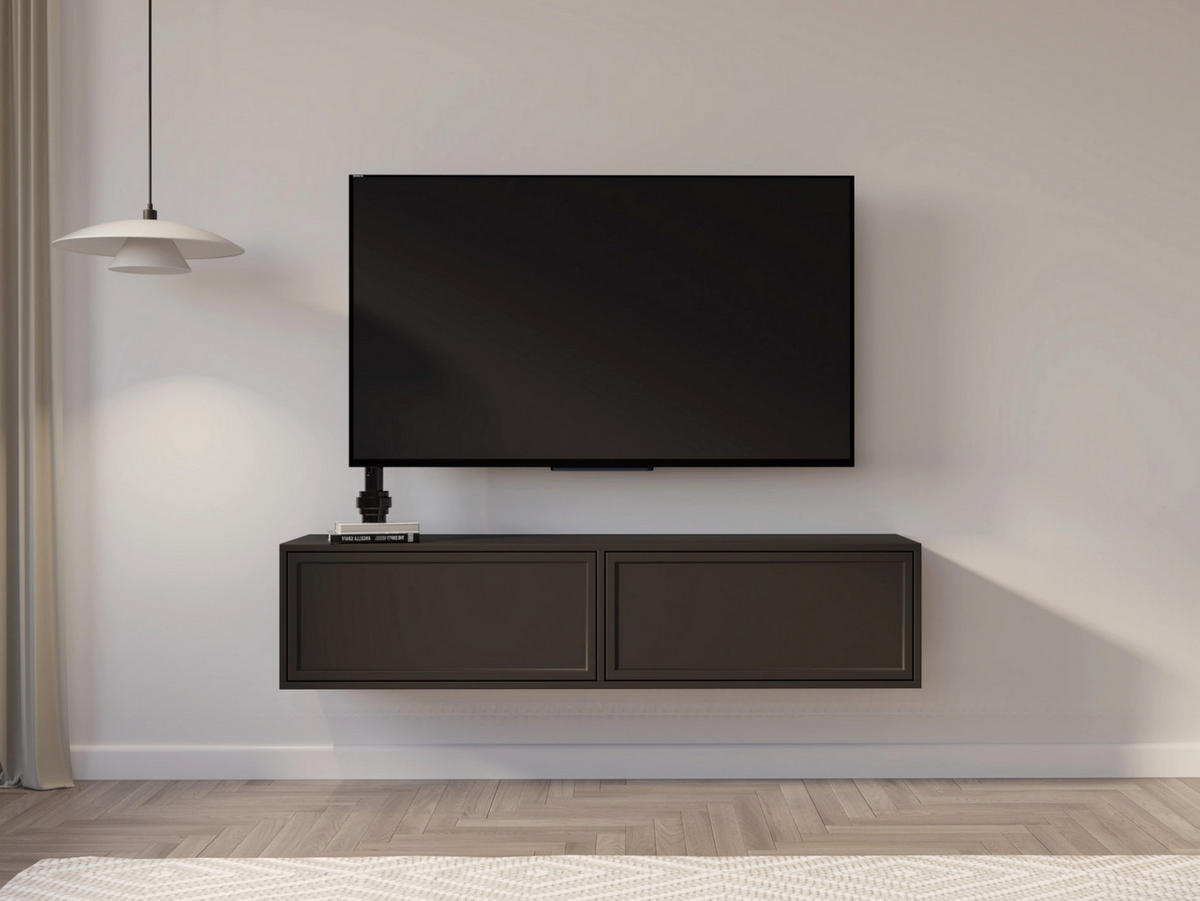 TV-HÄNGEBOARD Velveto 2-türig, Schwarz, 140 cm - Schwarz, Holzwerkstoff (140/30/30cm) - Selsey