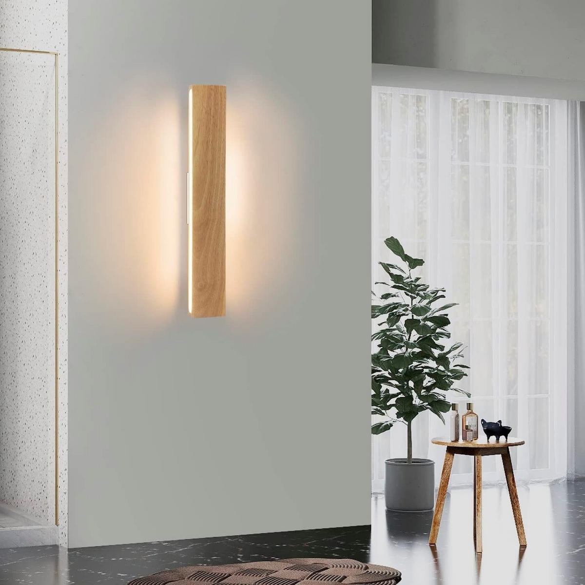 LED WANDLEUCHTE Edel - Braun, Holzwerkstoff (8/3/52cm) - Nettlife