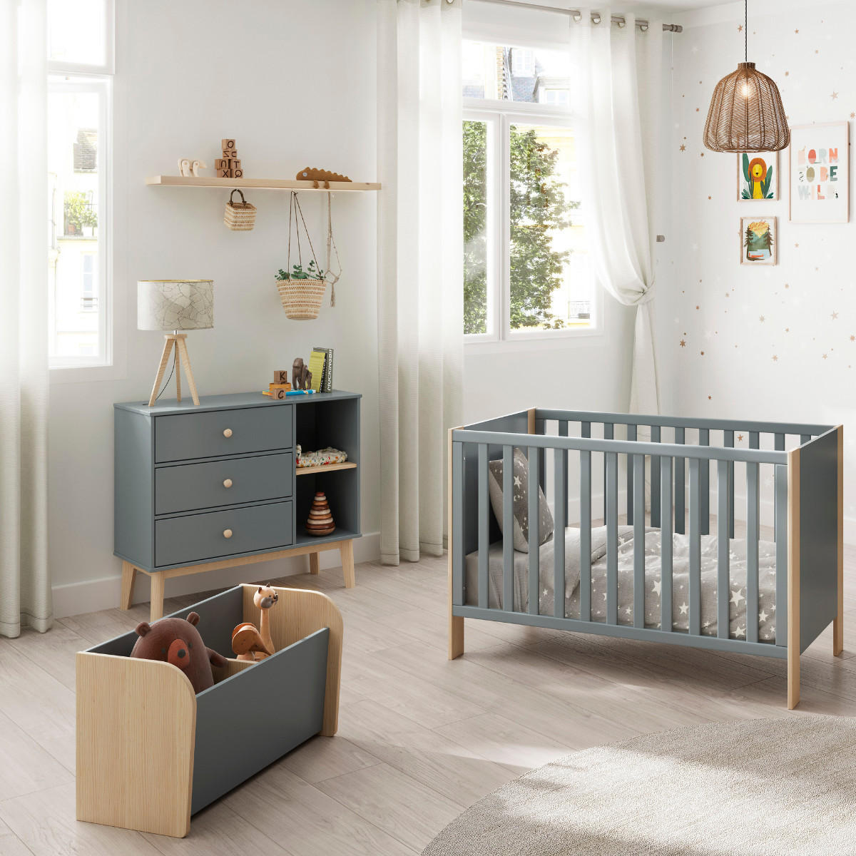 SPIELZEUGKISTE mit 2 offenen Nischen L70 cm 35/70/42 cm - Grün, Holz (35/70cm) - Calicosy