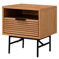 NACHTKOMMODE - Echtholzfurnier / Metall - Eichefarben/Schwarz, Holzwerkstoff/Metall (45/50/40cm) - home24