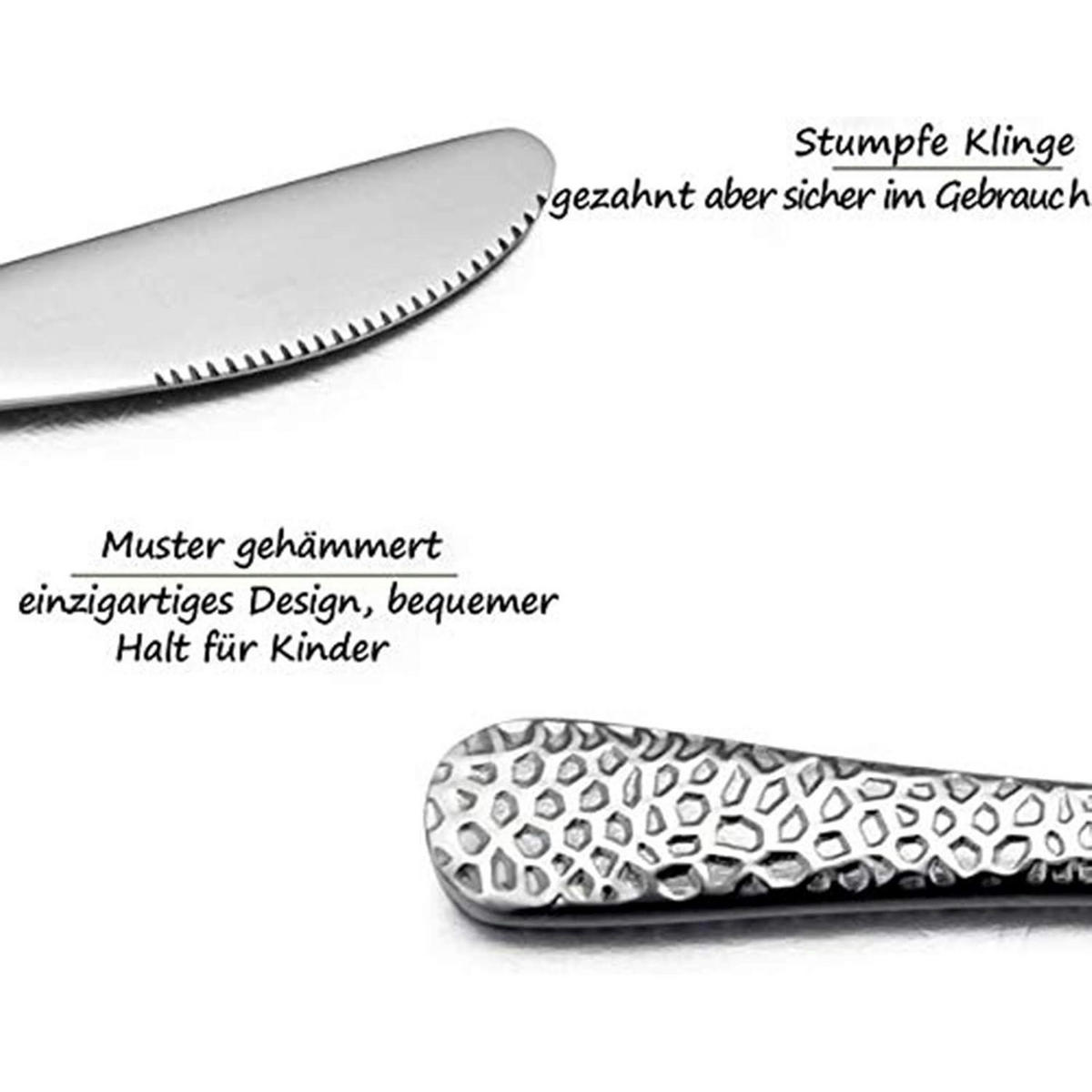 KINDERBESTECK 9-teiliges Set Edelstahl Hammergriff - Silberfarben, Metall