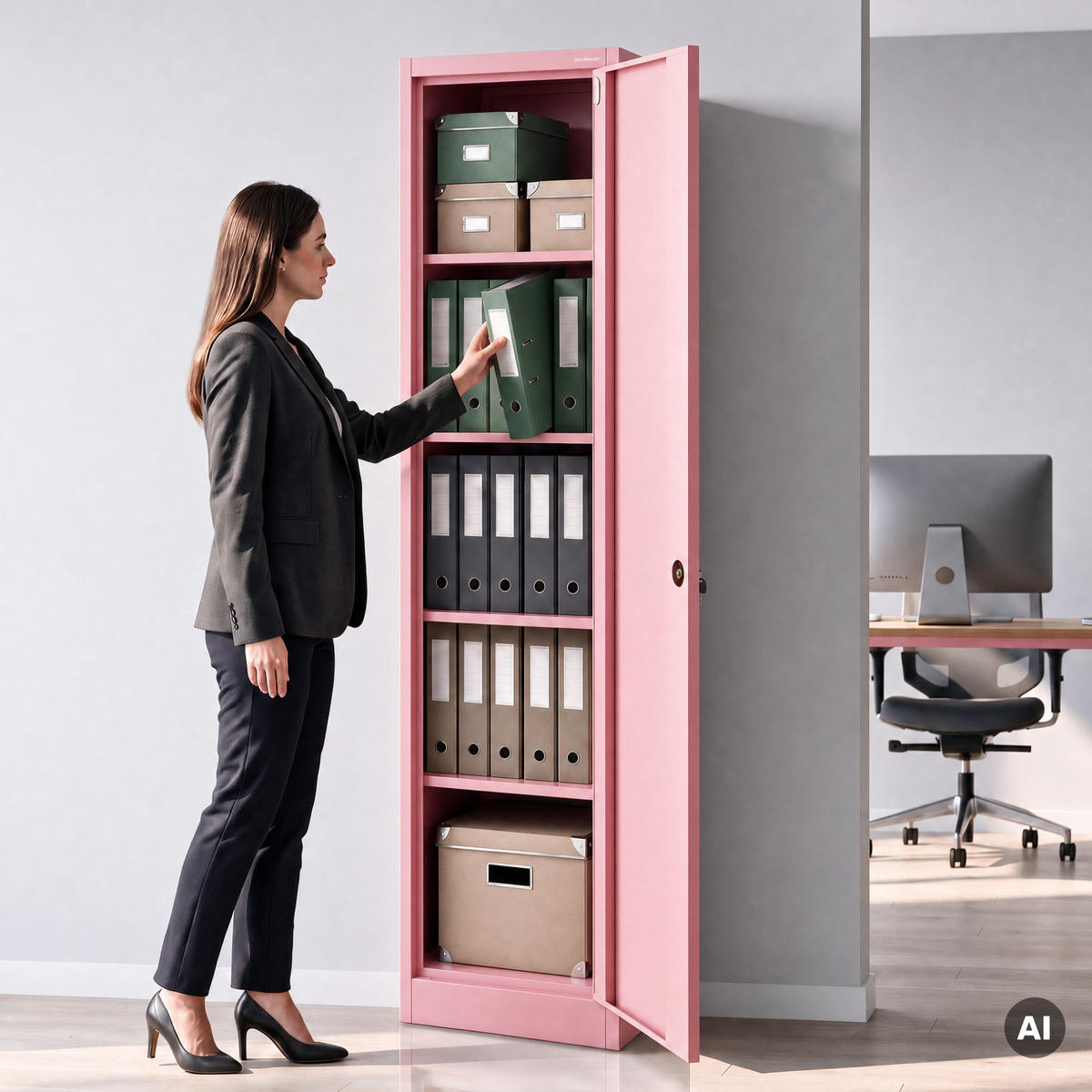 BÜRO Aktenschrank ALEX Fresh Style - Rosa, Metall (45/185/40cm) - Jan Nowak