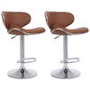 BARHOCKER 2er Set Lederlook hellbraun - Hellbraun/Chromfarben, Textil/Metall (46/88/49cm) - CLP