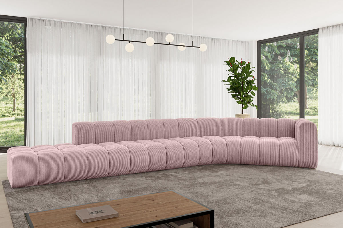 ECKSOFA modulares Sofa Tilmo-L2 - 490x194x70 cm Rosa - Rosa, Holzwerkstoff/Textil (490/194cm) - ALTDECOR