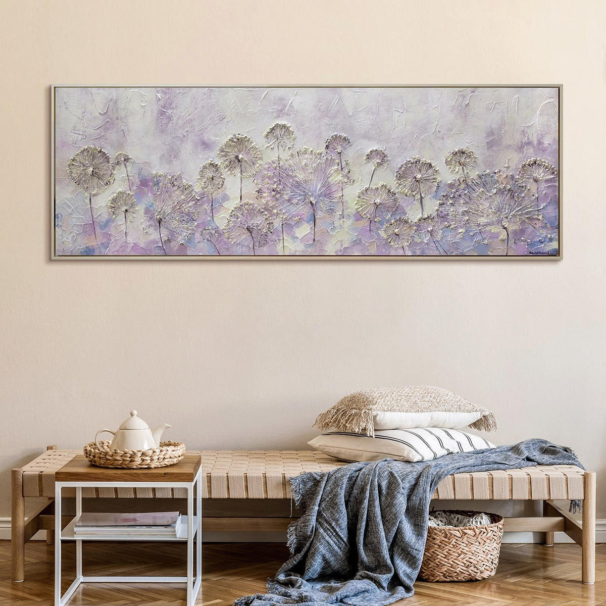 GEMÄLDE Frühlingsanfang Schattenfugenrahmen Beige 150x50 cm - Beige, Holz (150/50cm) - YS-art gallery