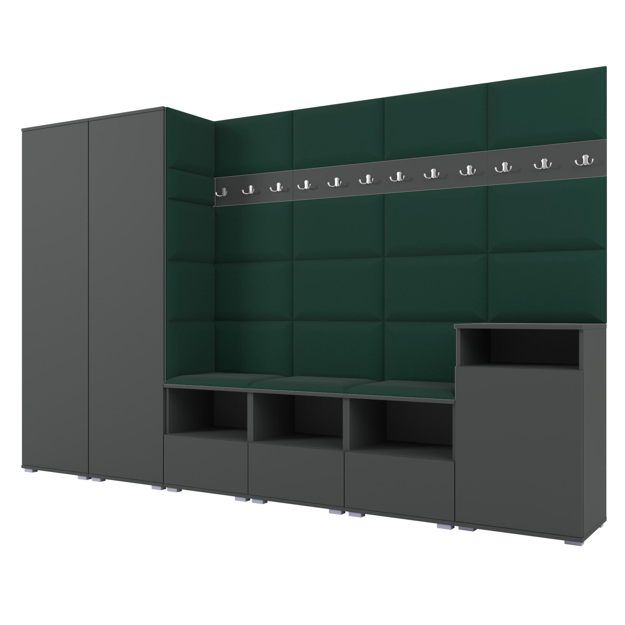 Ravio Garderobe Graphit, Dunkelgrün 300x187x40 cm