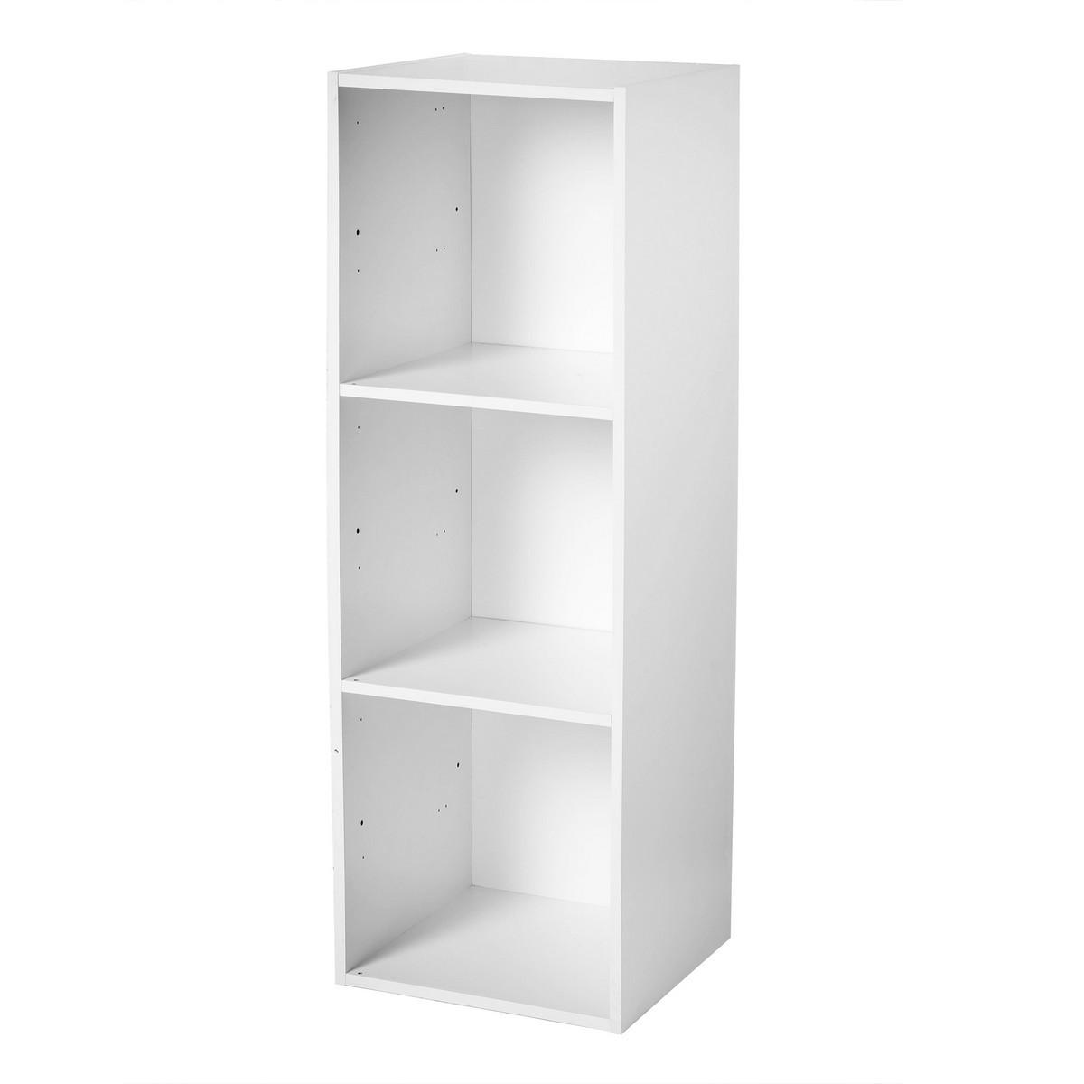 AUFBEWAHRUNGSREGAL mit 3 Fächern - L31,7 cm - Weiß, Holzwerkstoff (29.5/92.5/31.7cm) - Calicosy