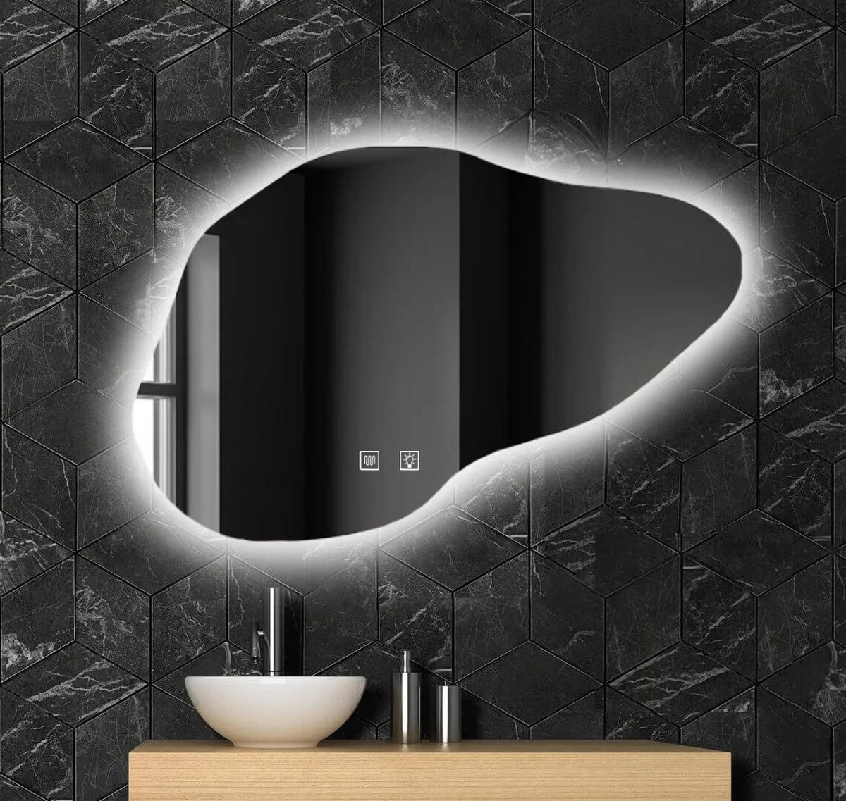 SPIEGEL Rea P11229 Led Cloud B 100x70cm - Grau, Glas (100/70/70cm) - REA