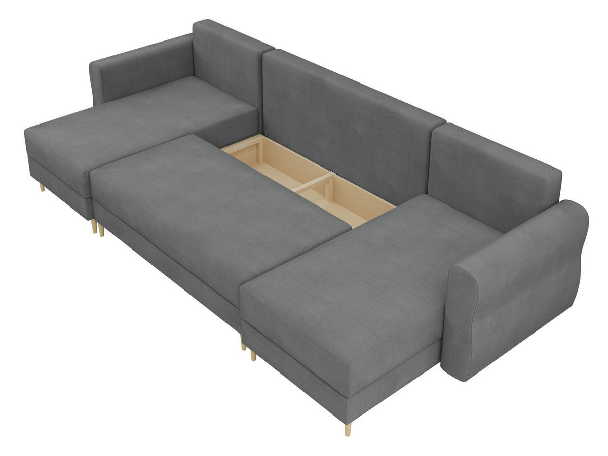 WOHNLANDSCHAFT Zako U - Naturfarben/Rosa, Holz/Textil (310/85/138cm) - MIRJAN24