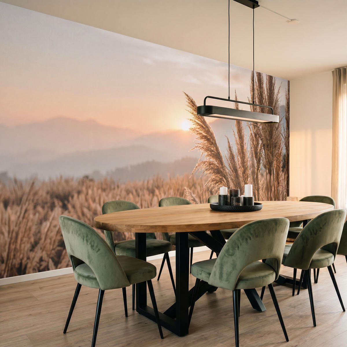 TAPETE - Gras - Feld - Sonne - Natur - 400x200 cm - Sandfarben, Papier (400/200cm) - OnlyWow
