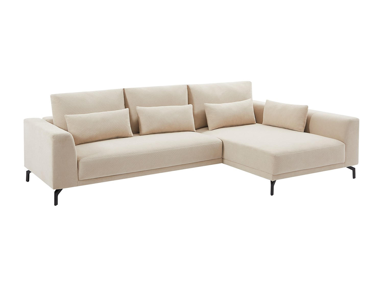 ECKSOFA - Ecke rechts - Strukturstoff - Beige - TILANIA - Beige, Textil (280/172cm) - Vente-Unique