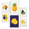 POSTER Set Mit 6 Tropische Früchte Größe A3 & A4 Weißer Rahmen - Weiß, Papier (29.7/1cm) - Nacnic