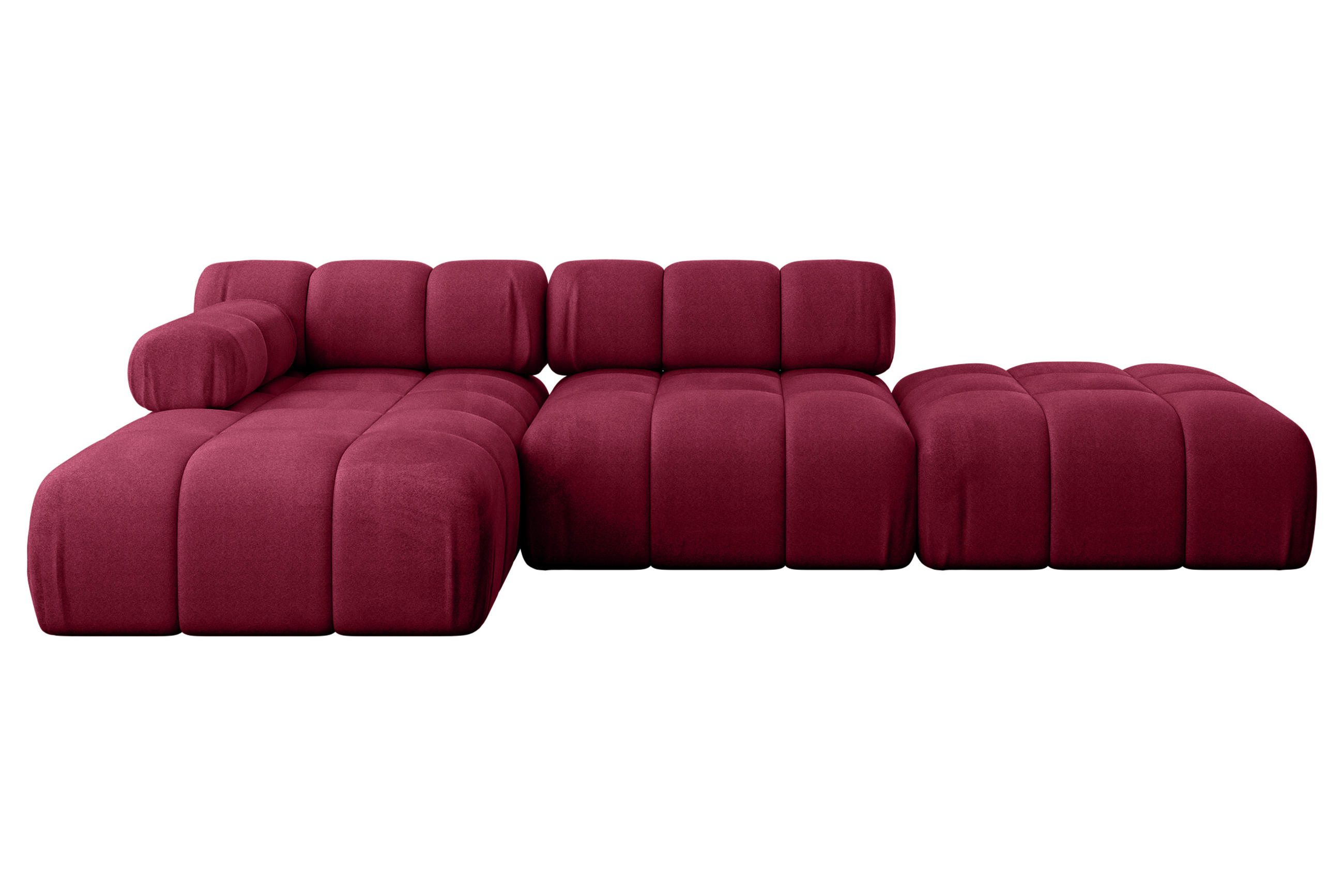 ECKSOFA modulares Sofa Lizur-L1 - 285x160x70 cm Bordeauxrot Velours - Bordeaux, Holzwerkstoff/Textil (285/160cm) - ALTDECOR
