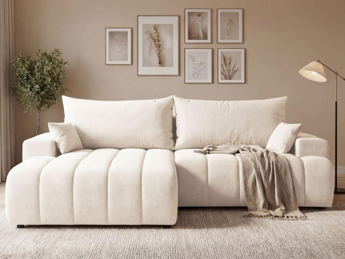 ECKSOFA Caleo Creme Links - Creme, Holz/Textil (270/170cm) - Graingold
