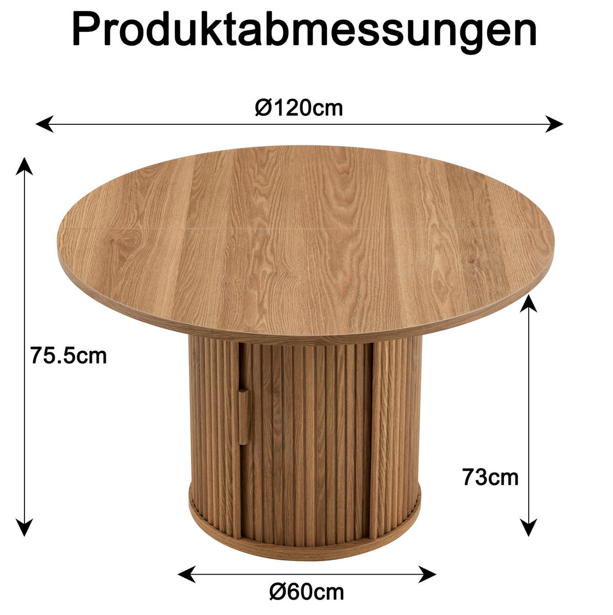 ESSTISCH aus Holzwerkstoff 120x120x75 cm Walnussfarben mit Doppellager und Schiebetür im Landhausstil - Walnussfarben, Holzwerkstoff (120/120/75.5cm) - Modfu