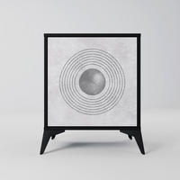 SIDEBOARD SOLID CIRCLES, Schwarz, 57,5x42x70,5 cm, Schwarze Metall-Sternfüße - Multicolor/Schwarz, Holzwerkstoff/Metall (57.5/70.5/42cm) - SpaceRebels