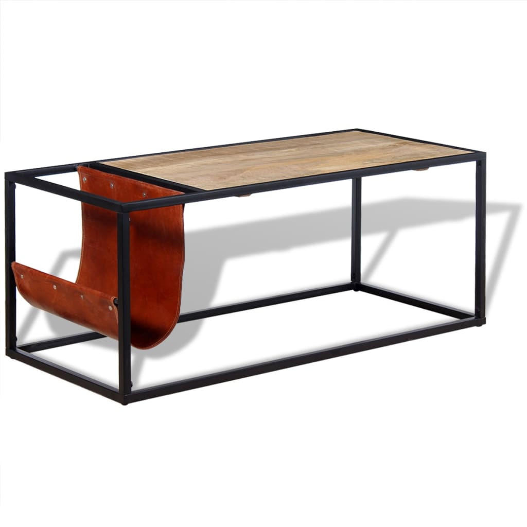 COUCHTISCH mit Zeitschriftenhalter aus Echtleder 110x50x45 cm - Multicolor, Holzwerkstoff (110/50/45cm) - furnicato