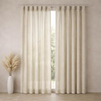 SCHLAUFENSCHAL Gardinen 145x250 cm aus 100% Baumwolle. Eleganter Stone Washed Fenster Vorhänge mit Schlaufen - Leinen - Naturfarben, Textil (145/250cm) - Carpe Sonno