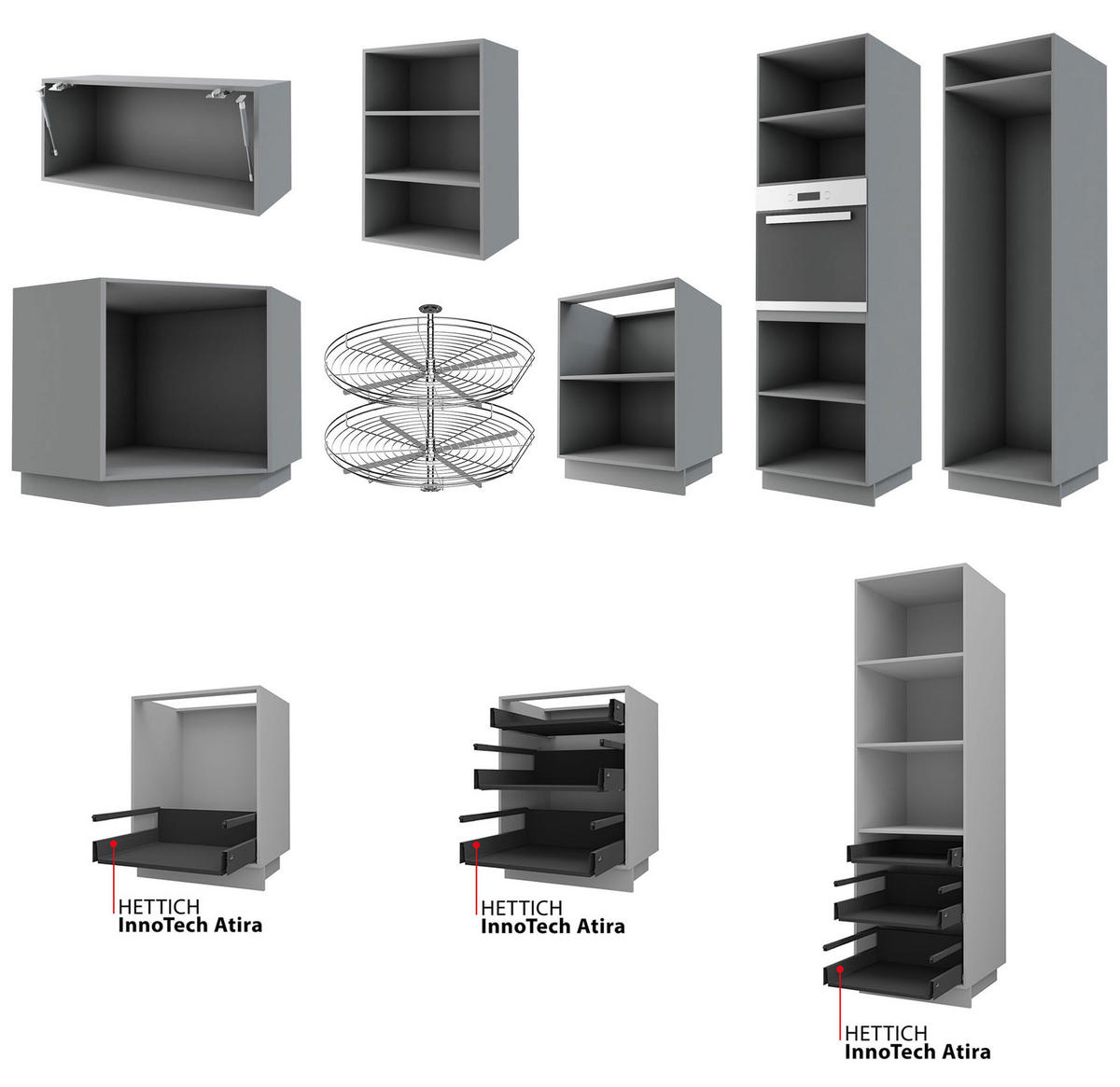 KÜCHENZEILE Casella 15-teilig Weiß / Casella Eiche Natur braun - Dunkelbraun/Weiß, Holzwerkstoff/Metall (360/207/270cm) - Feldmann-Wohnen