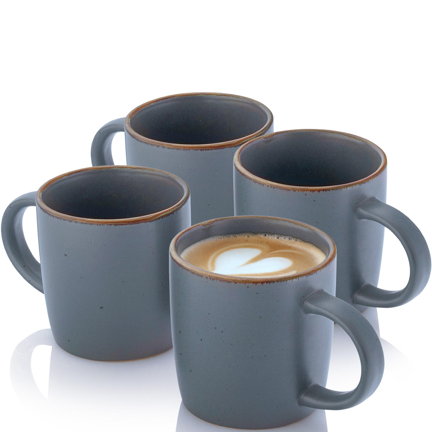 KAFFEEBECHER BOMBAY GRAPHIT - 4 teilig aus Steingut - Dunkelgrau, Stein (0.8L) - Sänger