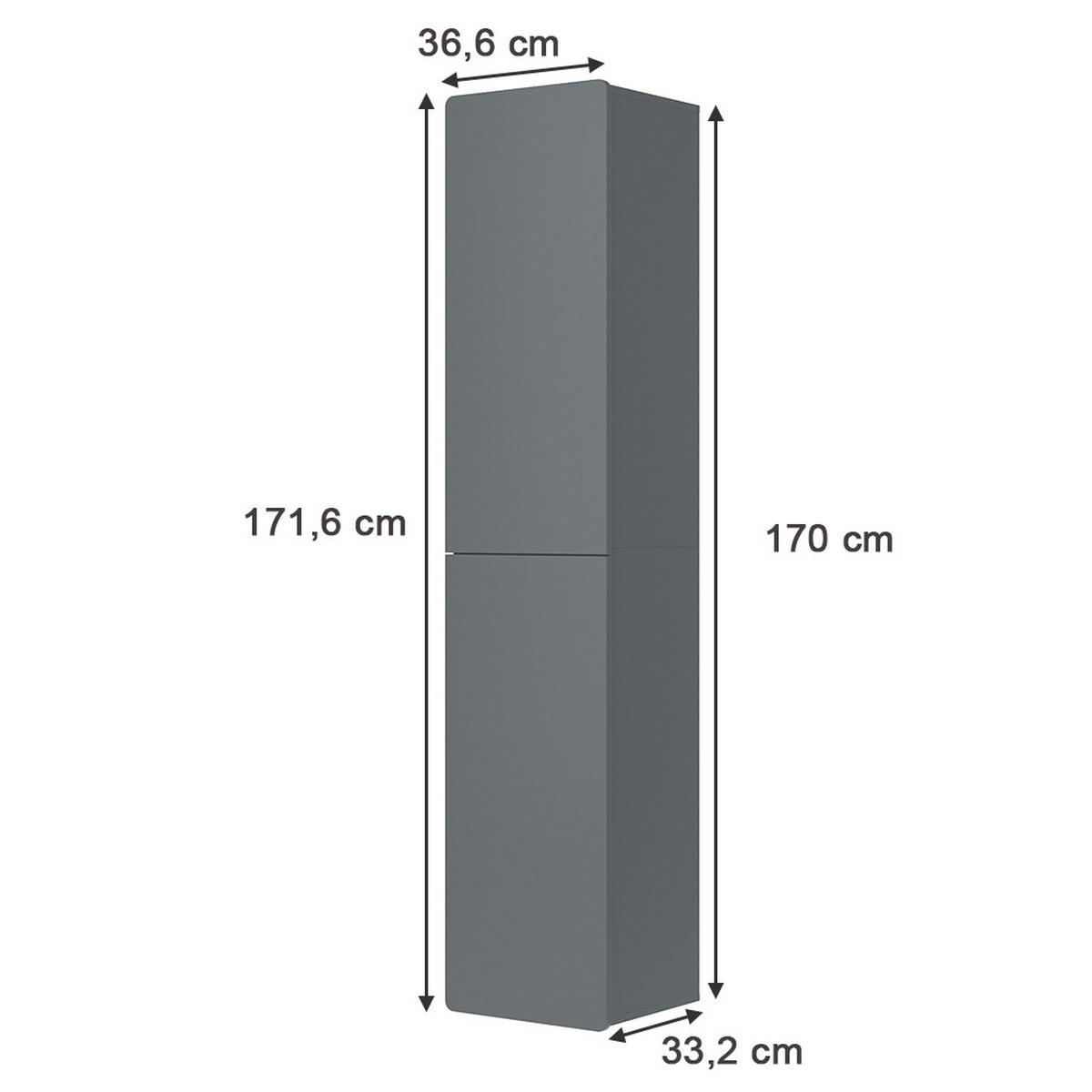 BADSCHRANK Izan Grau 36.6 x 171.6 cm - Grau, Holzwerkstoff (36.6/171.6/33.2cm) - Vicco