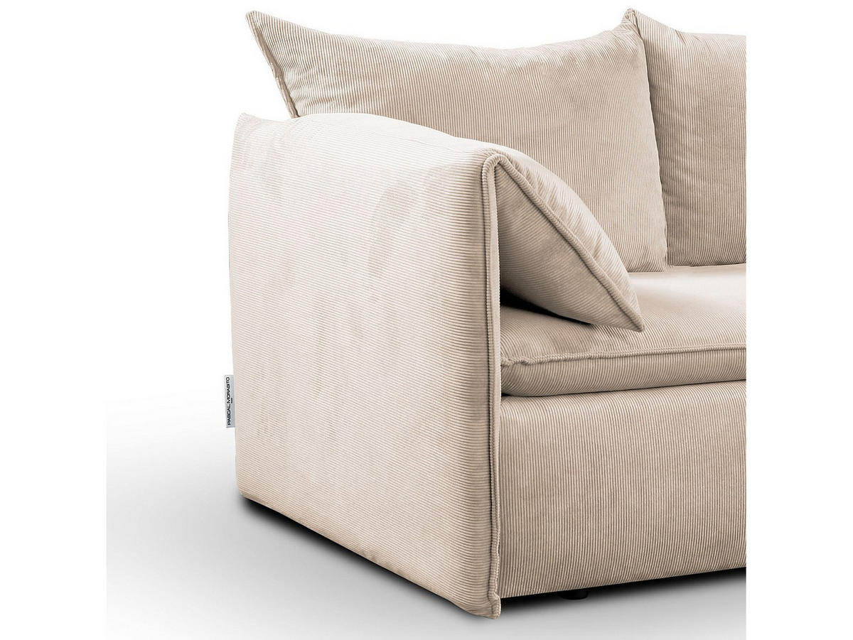 ECKSOFA mit Schlaffunktion - Ecke Rechts - Feincord - Beige - TEODORA - Beige, Textil (230/166cm) - Vente-Unique