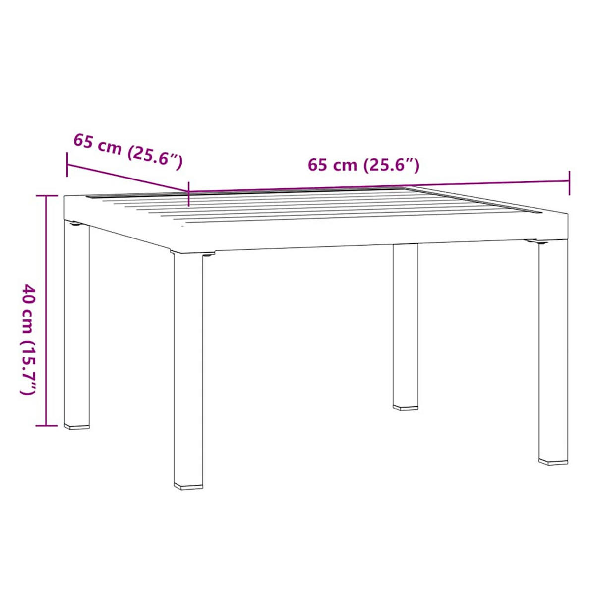 GARTENTISCH Tischmaro 65/40/65 cm - Schwarz, Naturmaterialien (65/65/40cm) - ZMH