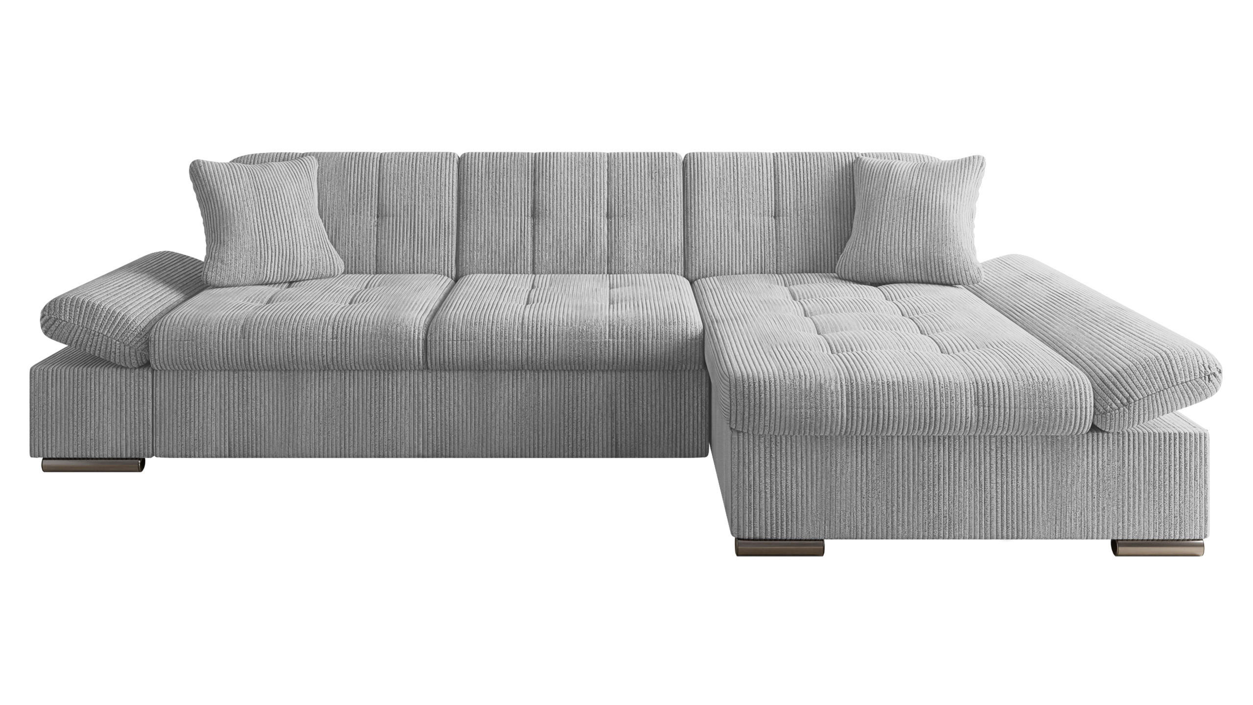 ECKSOFA Malwi Cord, Seite: Rechts - Hellgrau, Holz/Textil (278/161cm) - MIRJAN24