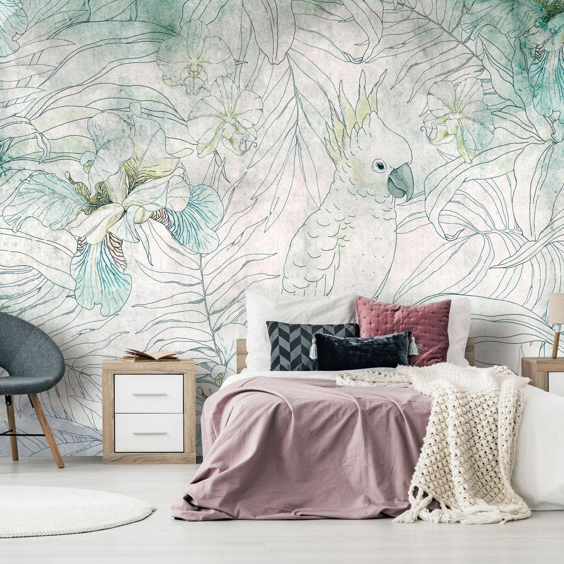 SELBSTKLEBENDE FOTOTAPETE Grau 98/70 cm - Grau/Grün, Kunststoff/Textil (98/1cm) - KUNSTLOFT