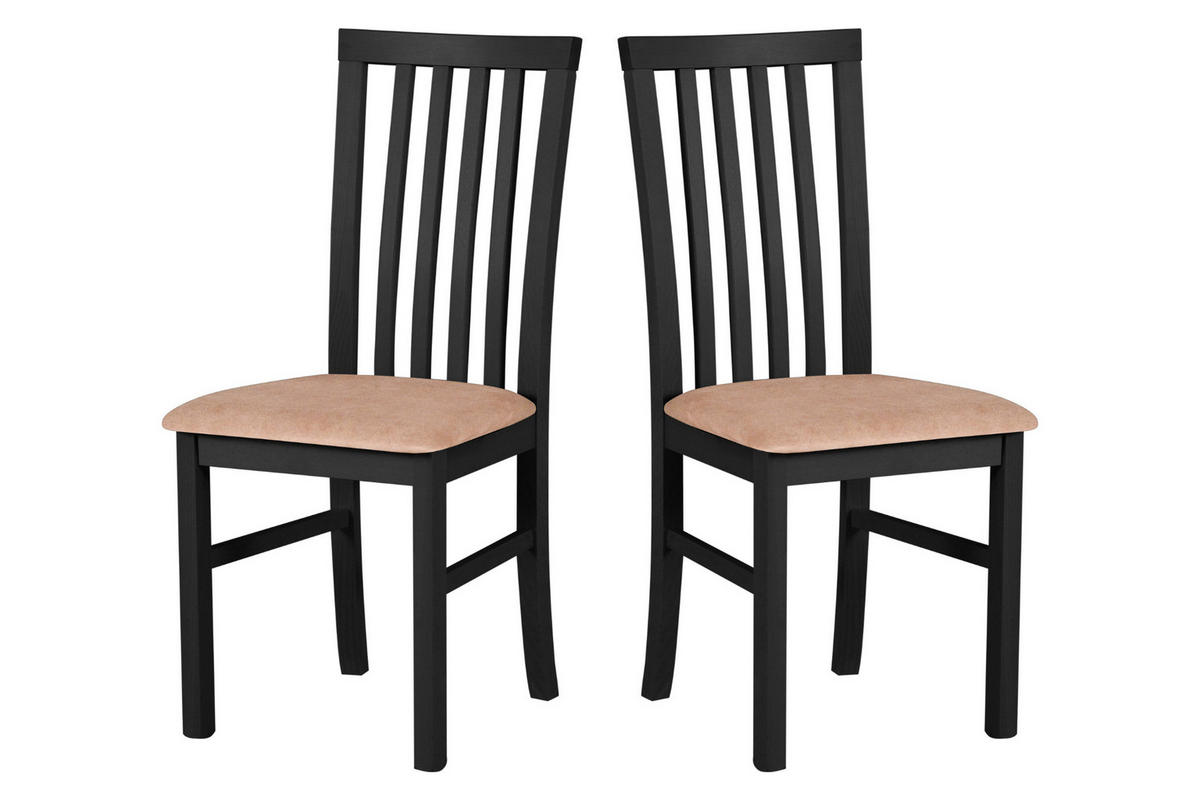 STUHL 2er Set Milano 1, schwarz - Goldfarben/Schwarz, Holz (43/93/40cm) - Leaf Design