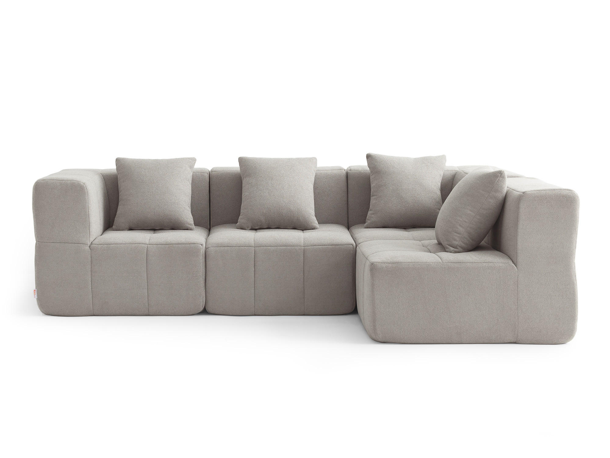 ECKSOFA Bouclé-Stoff Steinbeige - Greige, Textil (260/175cm) - MILYsofa