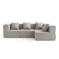 ECKSOFA Bouclé-Stoff Steinbeige - Greige, Textil (260/175cm) - MILYsofa