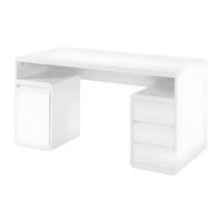 SCHREIBTISCH mit Stauraum - MDF - Weiß lackiert - SERGUEI - Weiß, Holz (140/60/76cm) - Vente-Unique