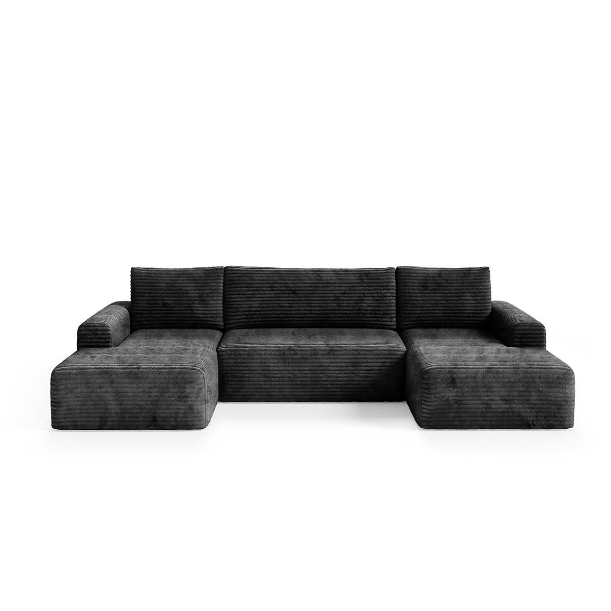 PANORAMASOFA Romeo 5 Sitzplätze Schwarz - Schwarz, Holz (345/92/163cm) - Petits-meubles