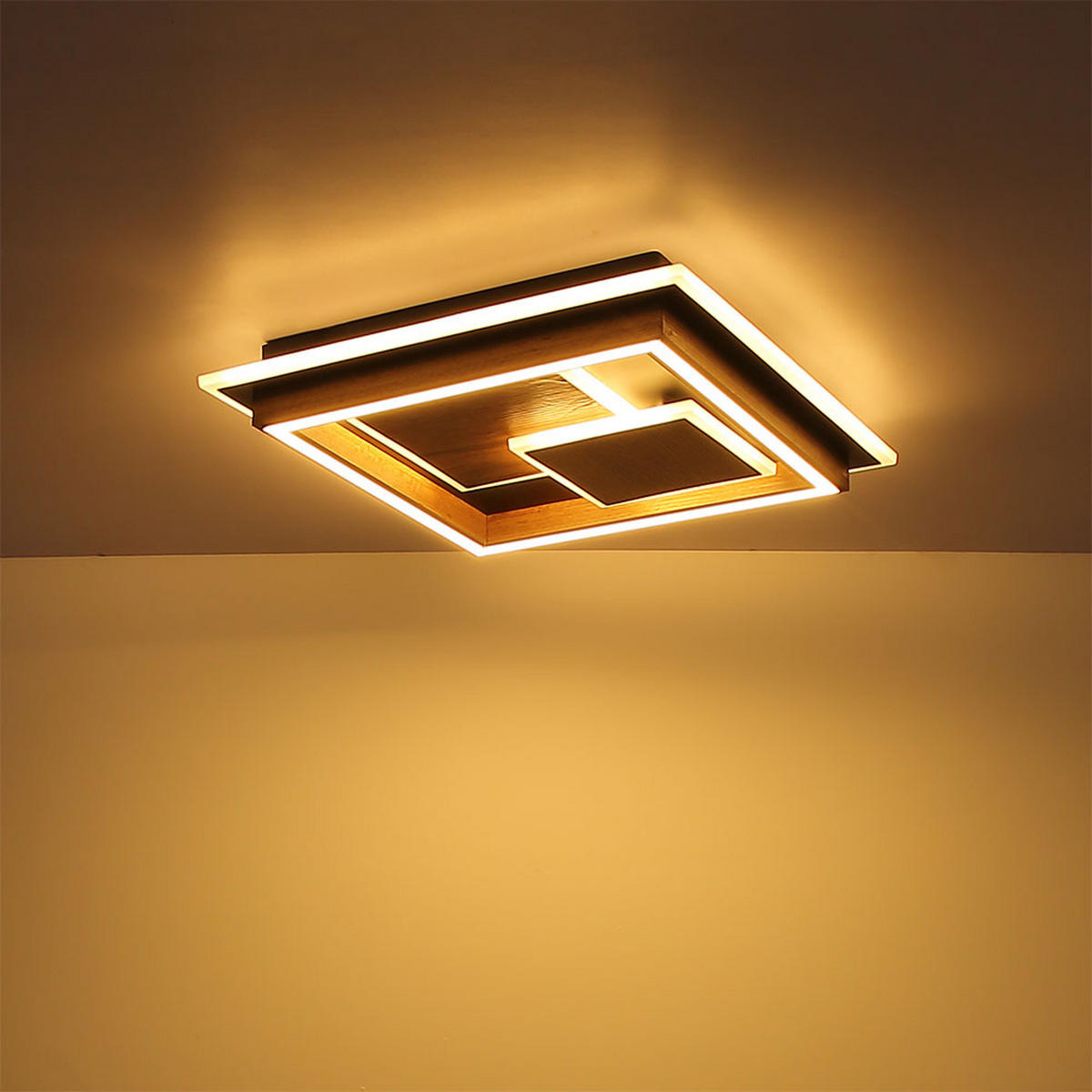 LED DECKENLEUCHTE Metall Schwarz Braun - Braun, Metall (41/41/7.6cm) - Globo Lighting