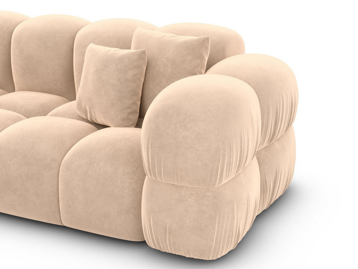 COUCH Monteverde L-Form Beige Samtstoff - Beige, Kunststoff (253/253cm)