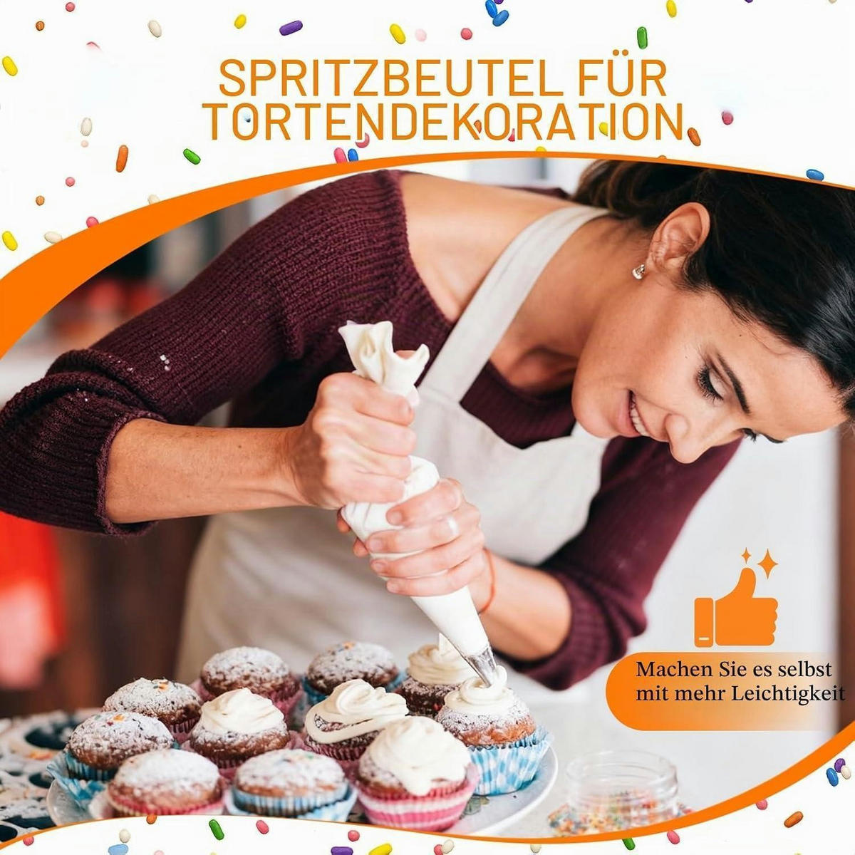 SPRITZBEUTEL Set 11-teilig mit Edelstahltüllen - Weiß, Textil (20/5.5/34cm)