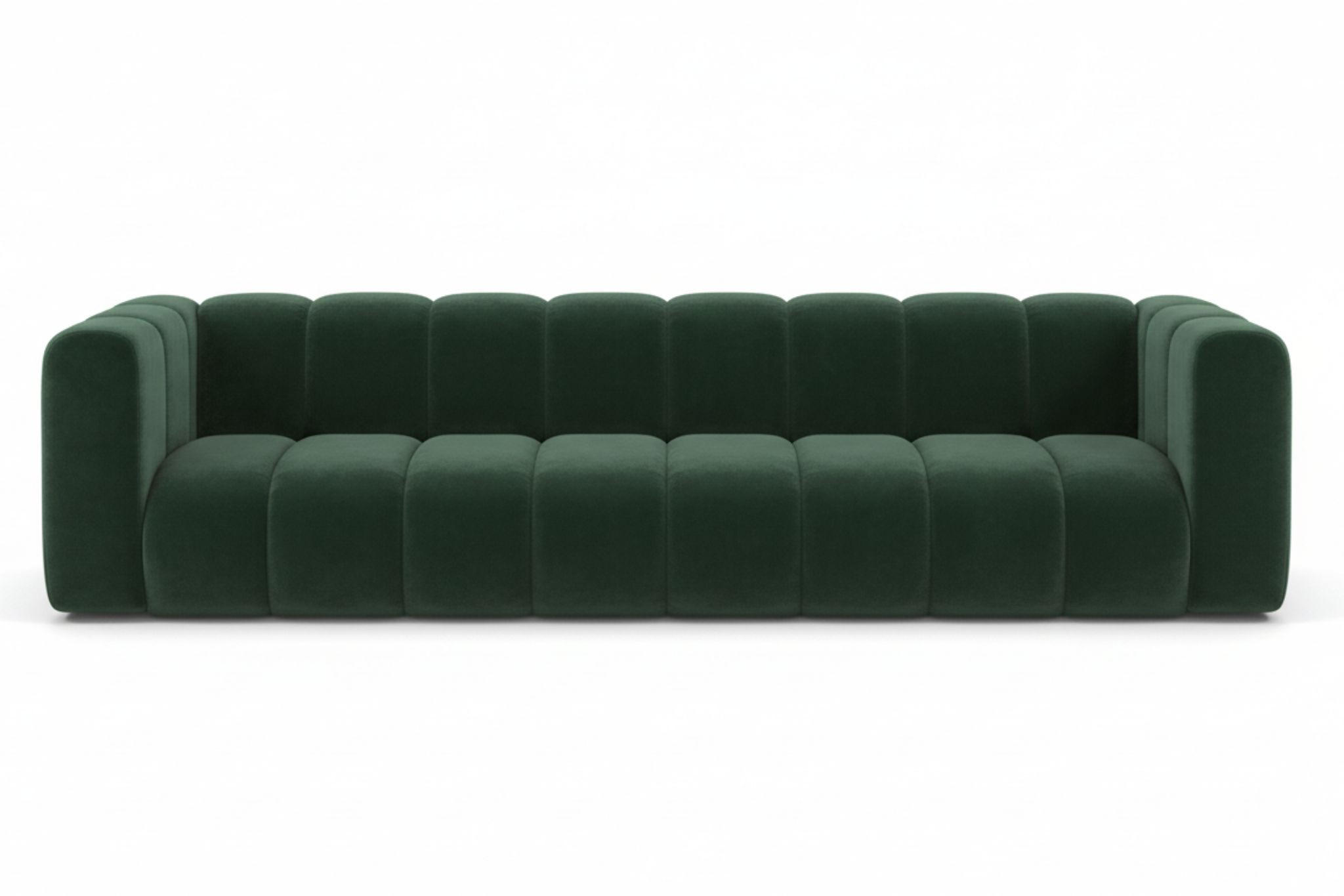 COUCH, Viersitzer-Sofa Grand, Veloursstoff Salvador, Grün - Grün, Holz (290/70/93cm) - Kaiser Möbel