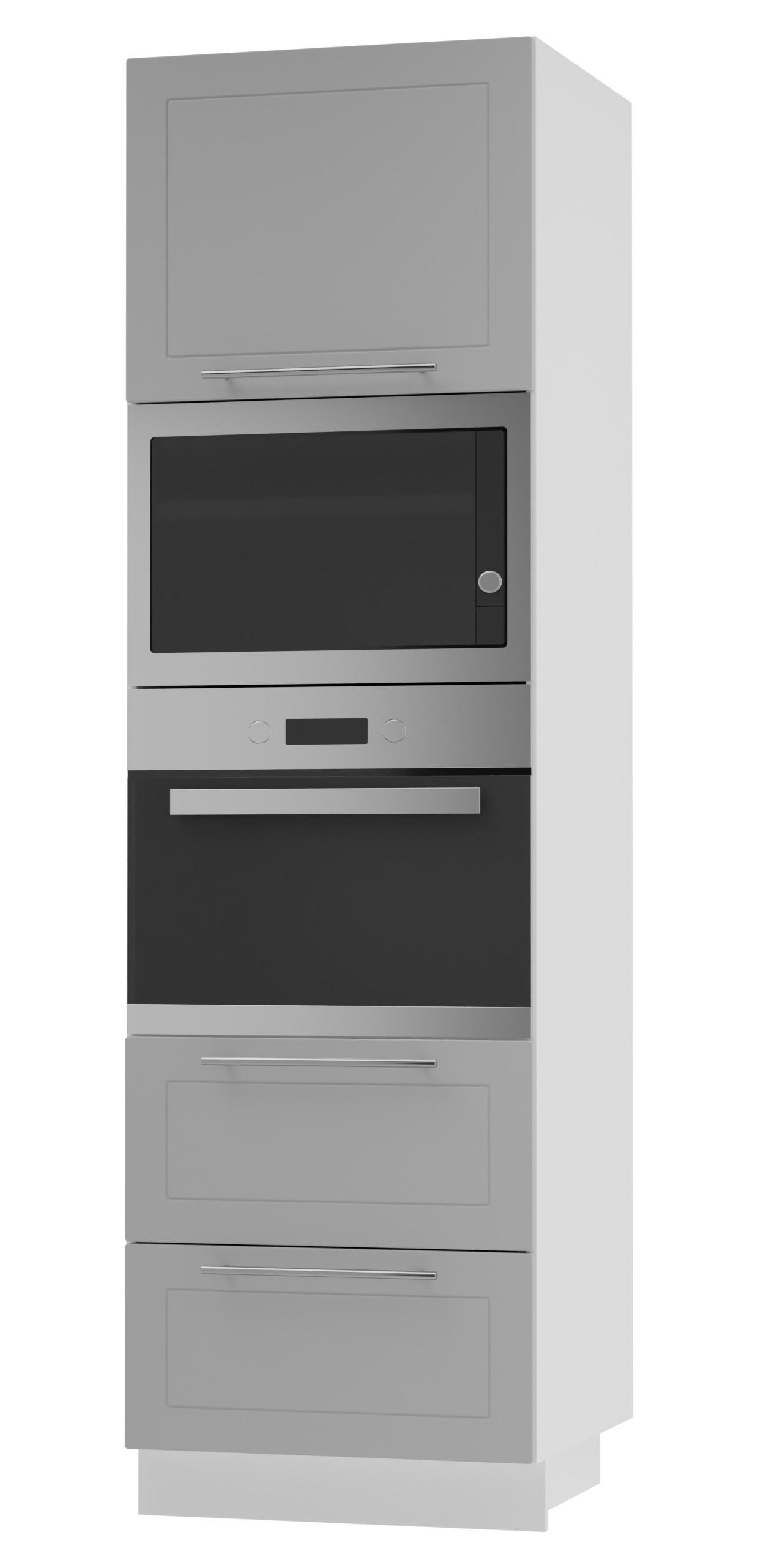 Feldmann-Wohnen Backofen-Hochschrank Grau, Weiß 60x207x59 cm