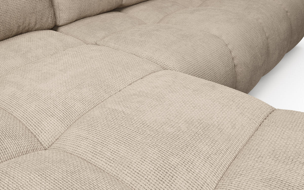 ECKSOFA DUCA L-S Beige Chenille mit Schlaffunktion - Beige, Holz (266.5/266.5cm) - MASSENO