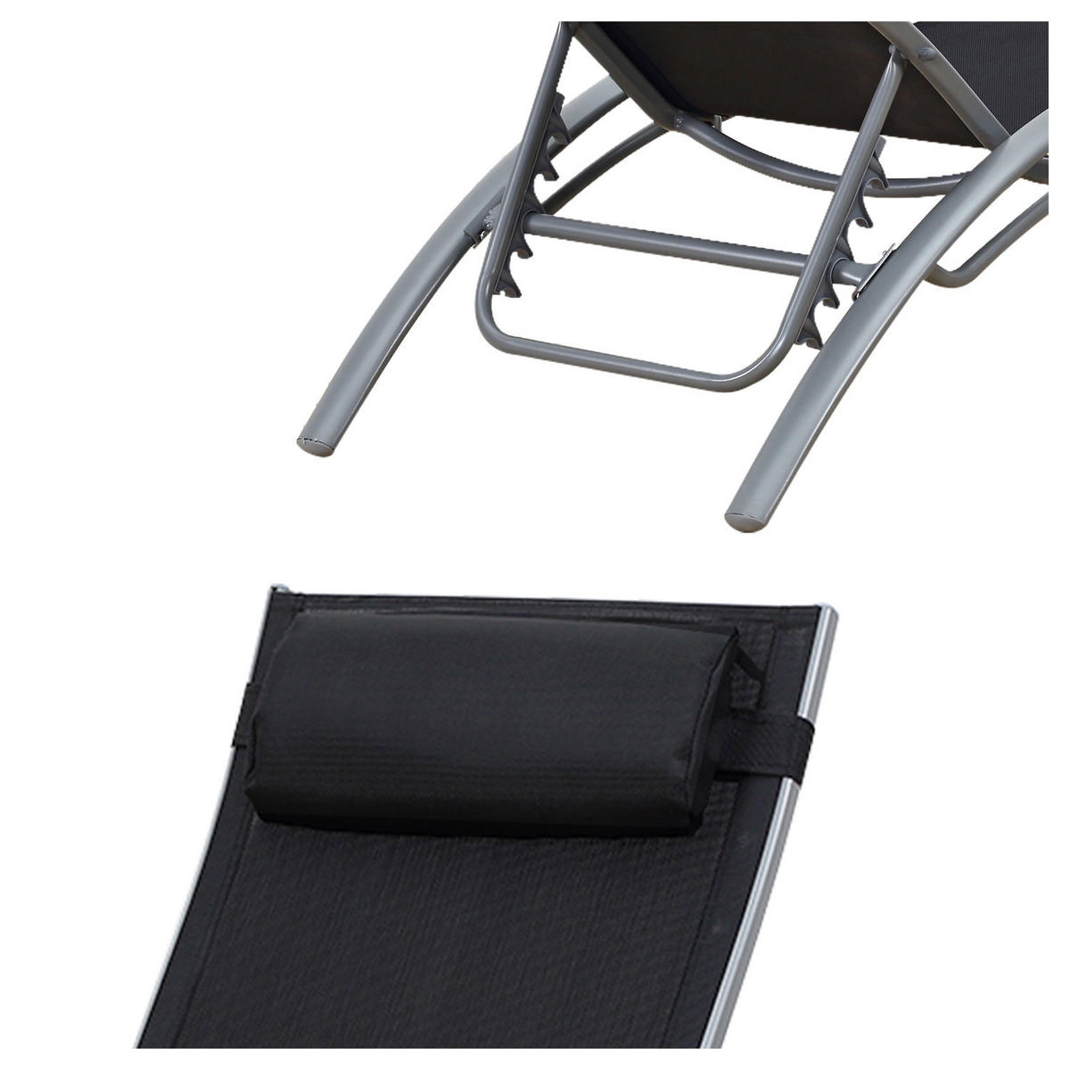 LIEGESTÜHLE Galapagos Schwarz und Grau 2er-Set - Schwarz, Metall (64/87/178cm) - Happy Garden