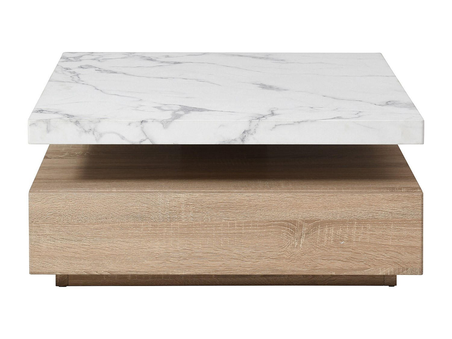 COUCHTISCH - 80 cm x 80 cm - Holz, Platte - Naturfarben Hell, Weiß - KYRIA - Naturfarben/Weiß, Holz (80/80/36cm) - Vente-Unique