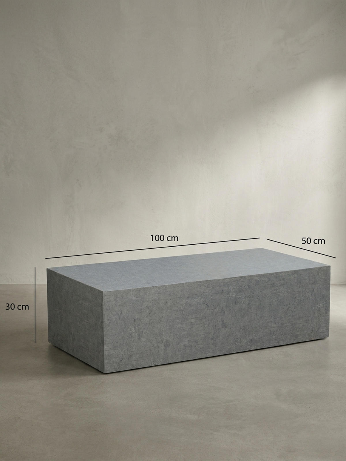 COUCHTISCH Würfelform in Beton-Optik – minimalistisches Design, Grau 100x50x30 cm - Grau, Holzwerkstoff (50/100/30cm) - KADIMA DESIGN
