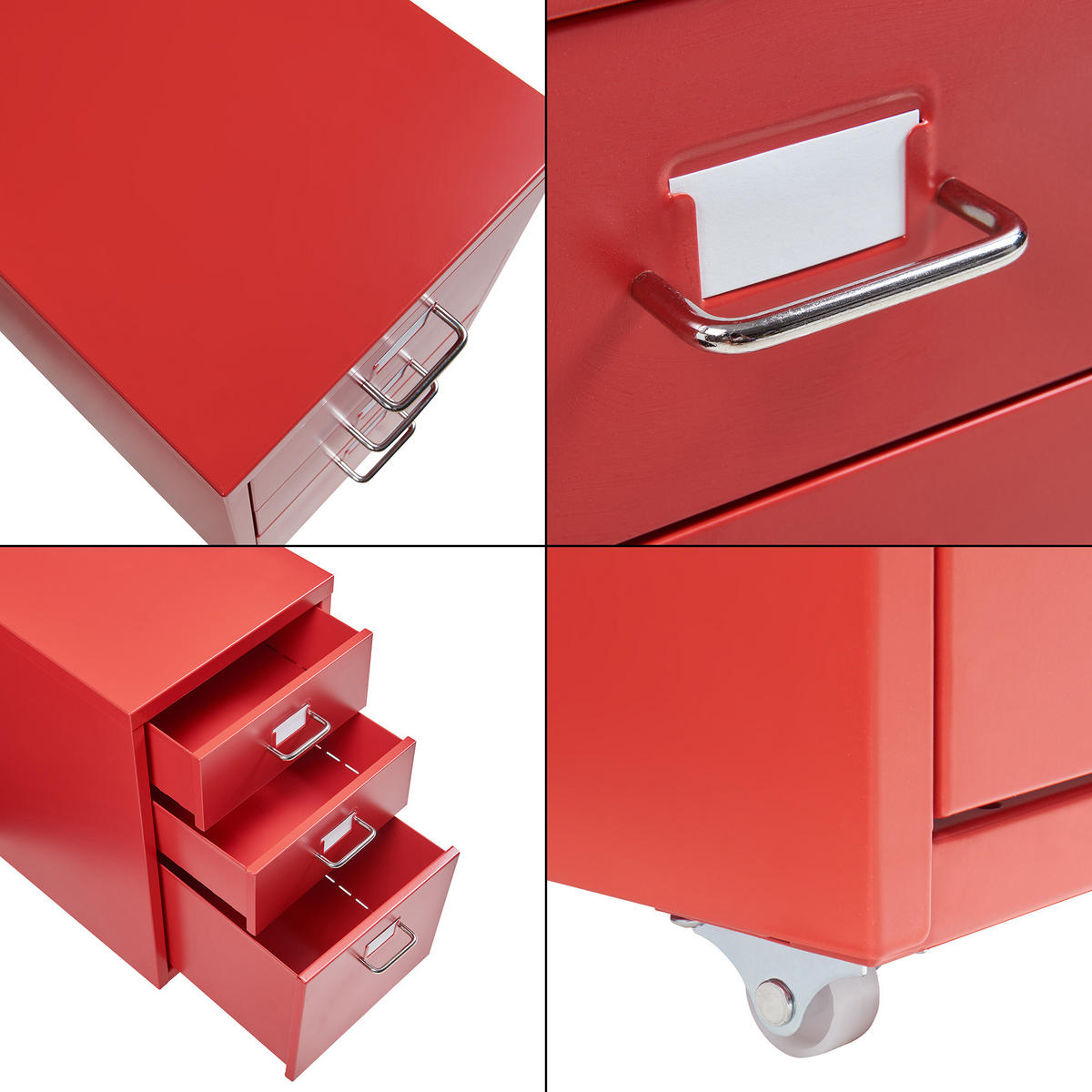 ROLLCONTAINER Kökar - Rot, Metall (28/48/41cm) - [en.casa]