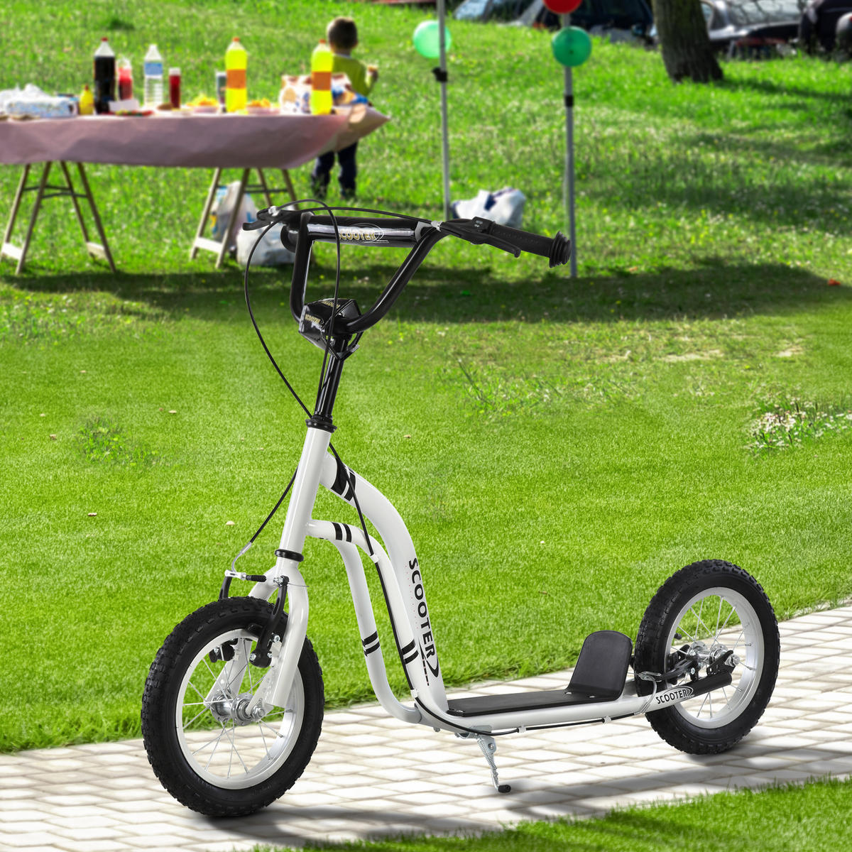 KINDERROLLER ab 5 Jahre Scooter Kinderscooter Tretroller Cityroller Weiß - Weiß, Metall (120/58/95cm) - HOMCOM