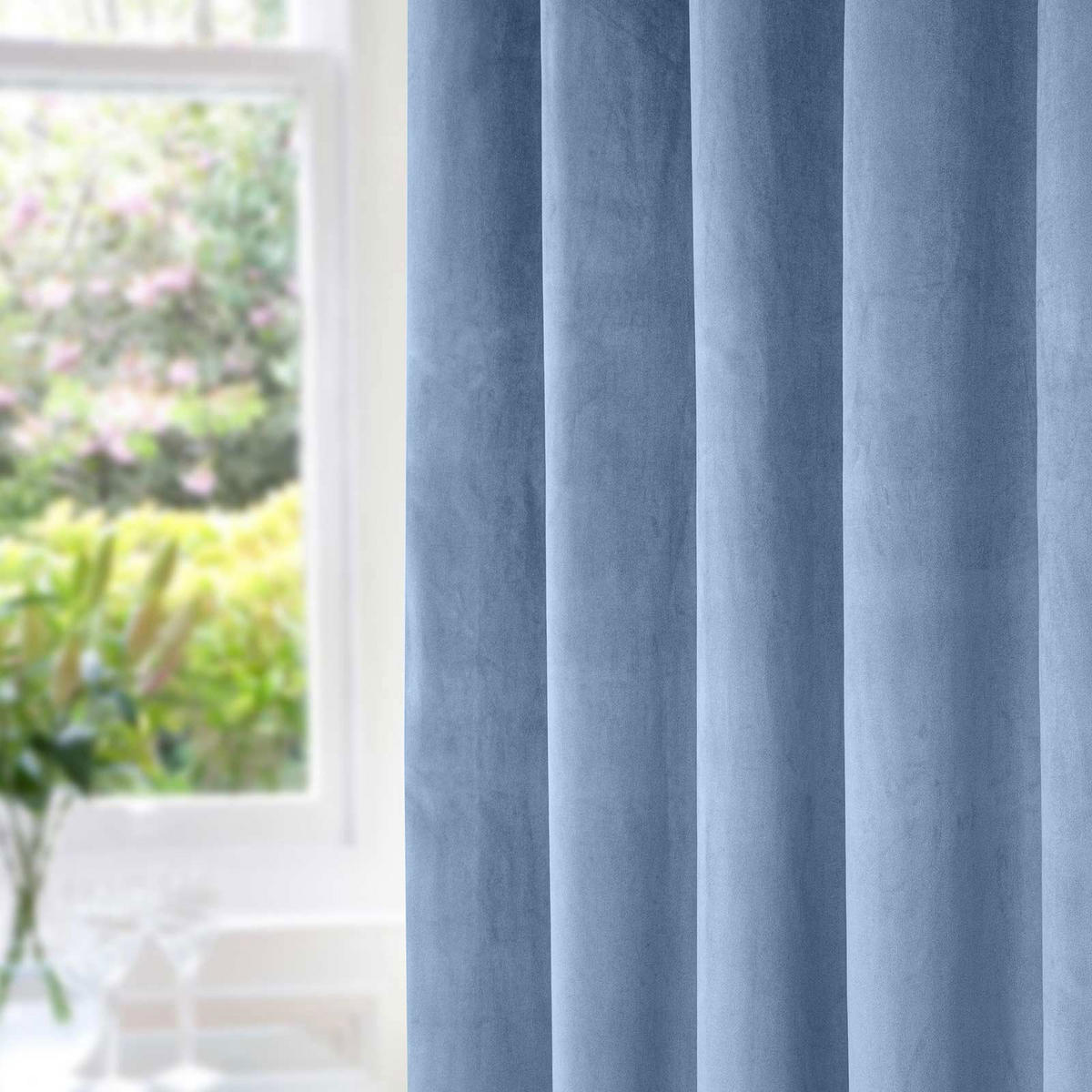 VERDUNKELUNGSVORHÄNGE Samt mit Thermo-Funktion, 117/182 cm - Blau, Textil (117/182cm) - Homescapes
