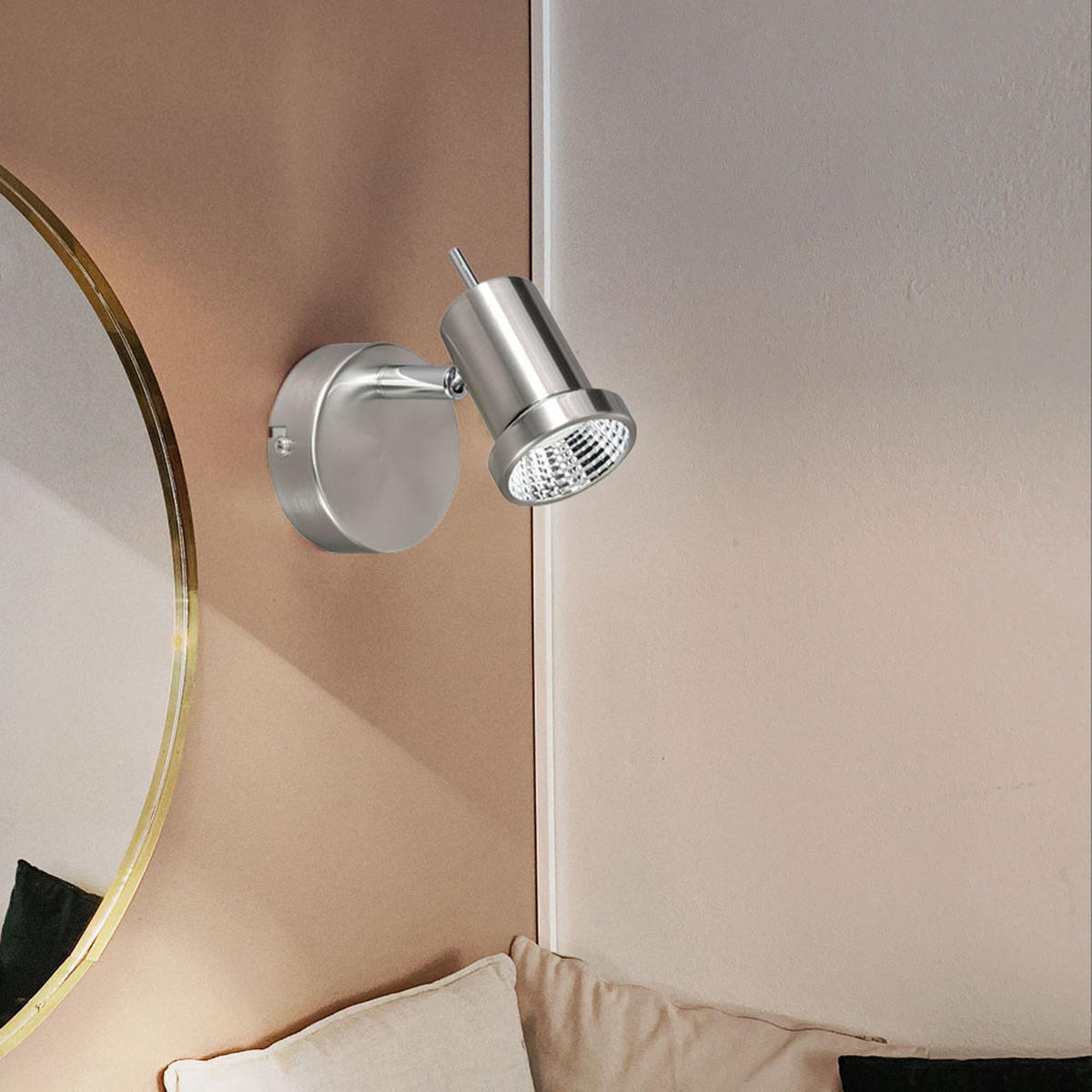 LED WANDLEUCHTE HOORN Nickel matt Silber 2er Set - Silberfarben, Metall (12/10/12cm)