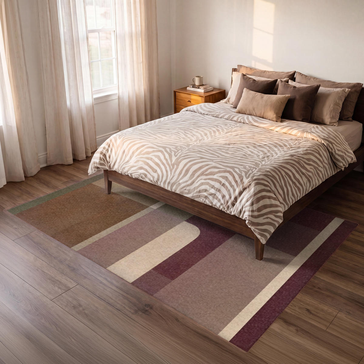 KOBERCE - Roviny - abstraktné - Bordeaux - línie - 230x150 cm - viacfarebná, textil/plast (230/0.4cm) - OnlyWow