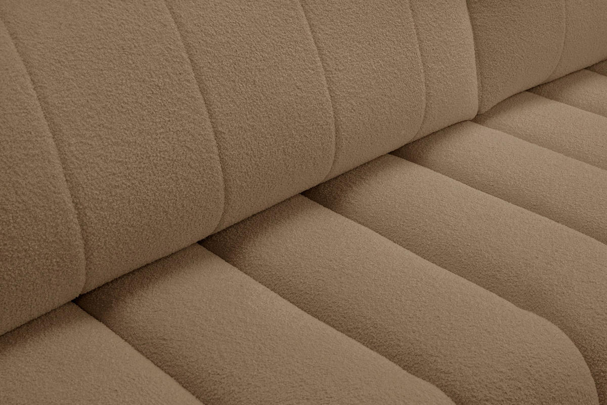 ECKSOFA GIOIA R-S Braun Boucle-Stoff mit Schlaffunktion - Braun, Holz (276/176cm) - MASSENO